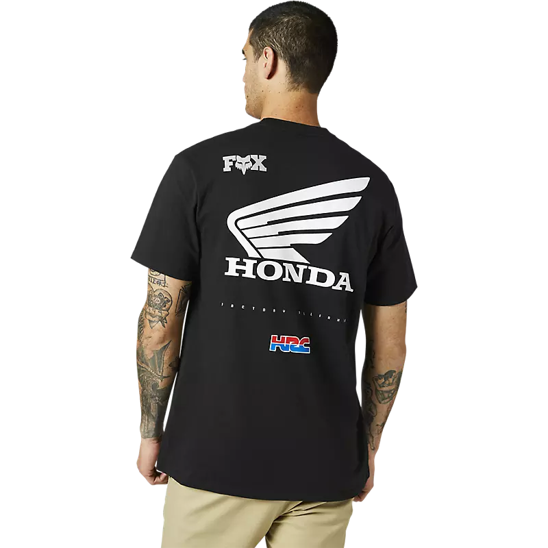 POLERA FOX MANGA CORTA HONDA WING PREMIUM NEGRO