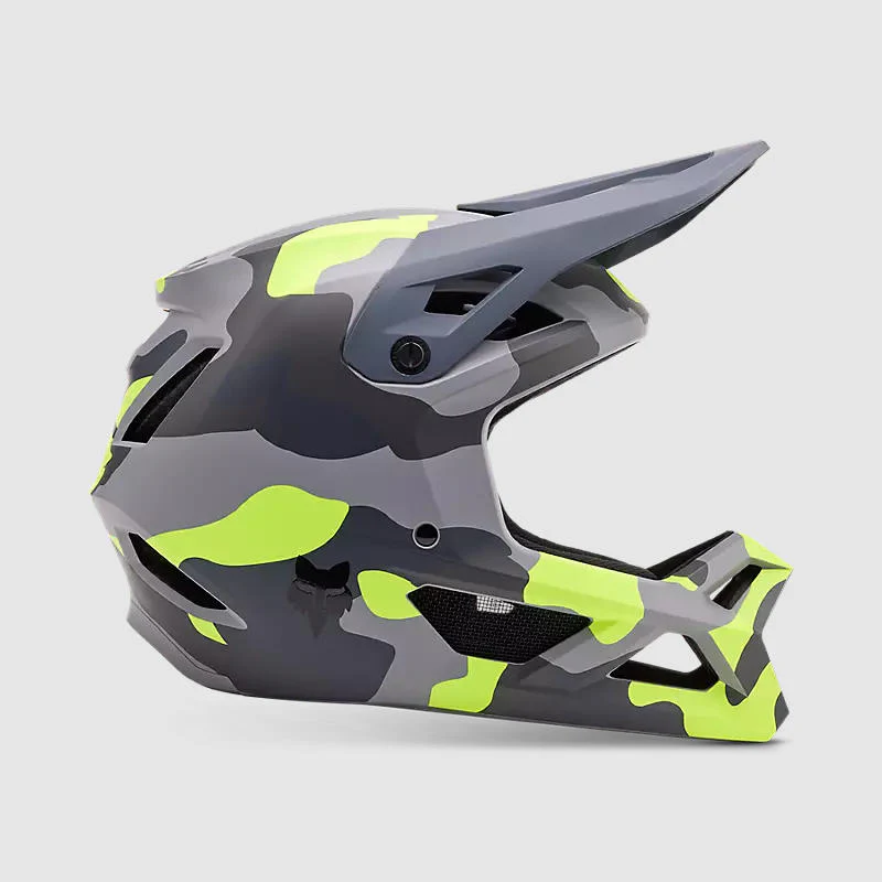 CASCO BICICLETA NEW RAMPAGE GRIS/AMARILLO CAMO FOX