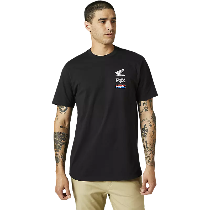 POLERA FOX MANGA CORTA HONDA WING PREMIUM NEGRO M